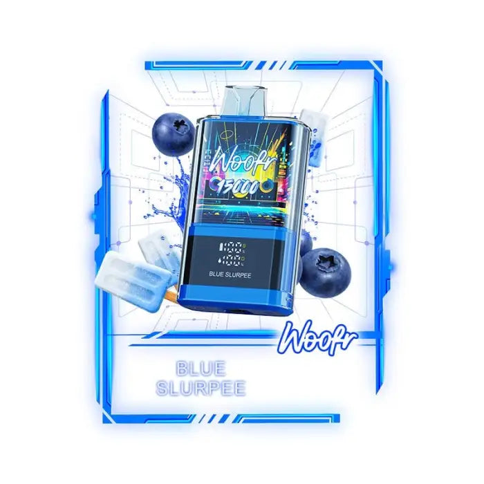 Portable digital music player with a blue slurpee drink theme and blueberry accents.