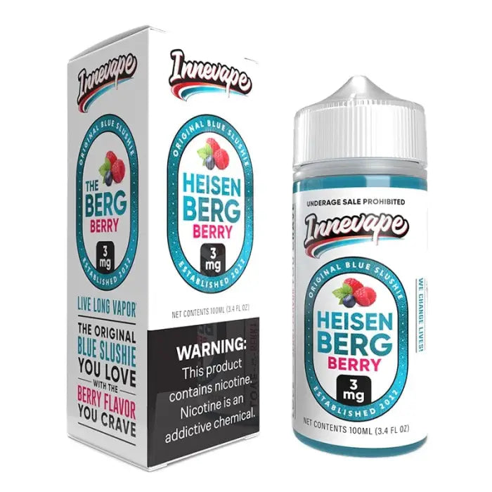 E-liquid bottle and packaging for Innevape Heisenberg Berry vape juice.