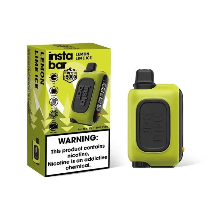 Bright green disposable vape device with its packaging box.