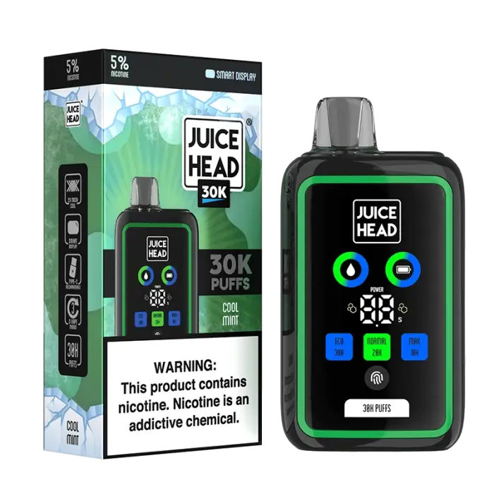 Disposable electronic vaping device with a digital display and colorful buttons.