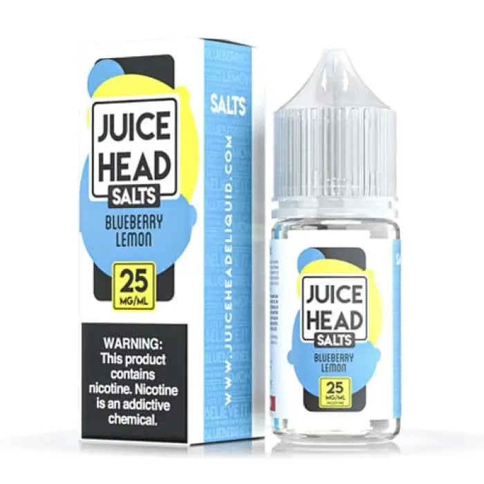 Bottle of Juice Head Salts e-liquid in Blueberry Lemon flavor with 25mg nicotine strength.