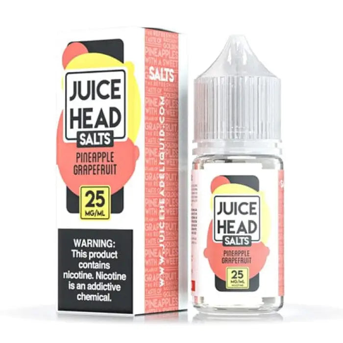 Bottle of Juice Head Salts e-liquid in Pineapple Grapefruit flavor with its packaging.