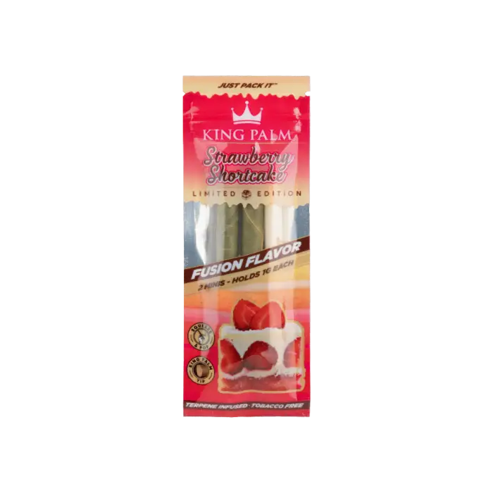 Package of King Palm strawberry-flavored natural leaf wraps.