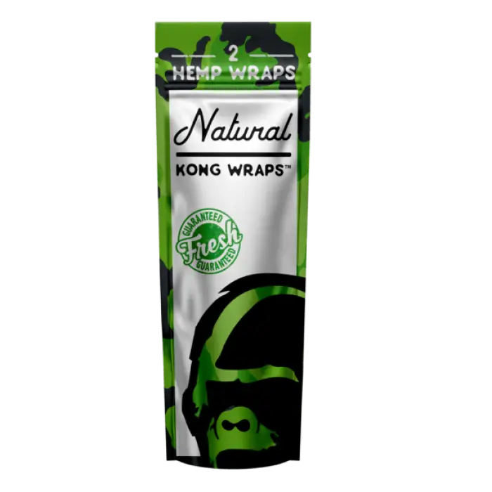 Package of Natural Kong Wraps hemp wraps featuring a gorilla face design.