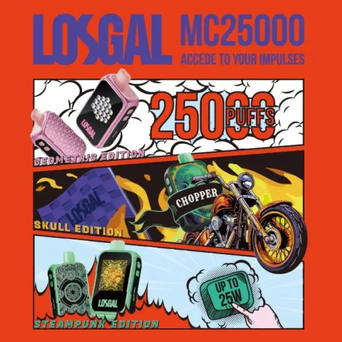 Colorful advertisement poster for a digital watch called Lokaal MC25000, featuring various watch models and a motorcycle.