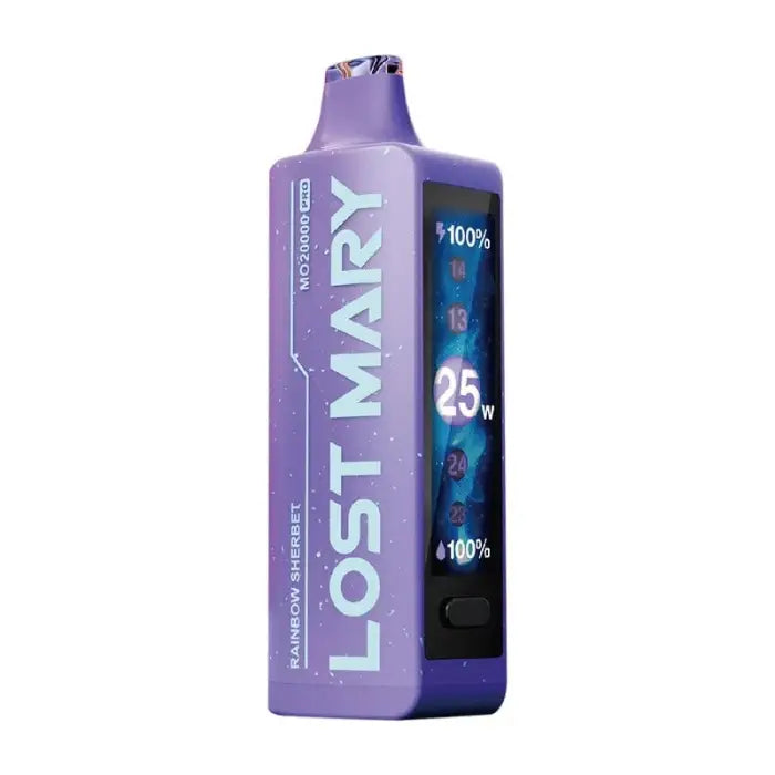 Purple bottle of Lost Mary vape liquid with ’25mg’ prominently displayed.