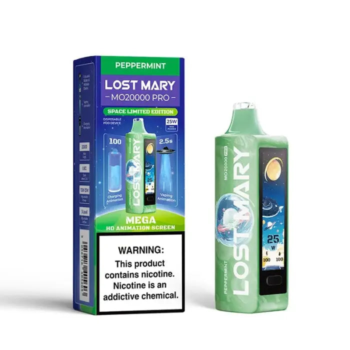 Disposable vape device in mint green color with ’Lost Mary’ branding.