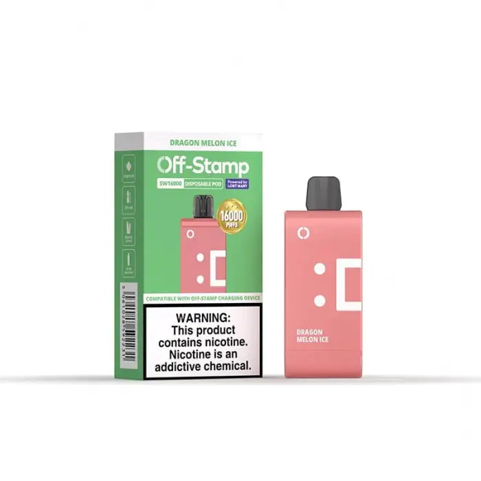 Pink rectangular electronic vaping device with white dots and its packaging.