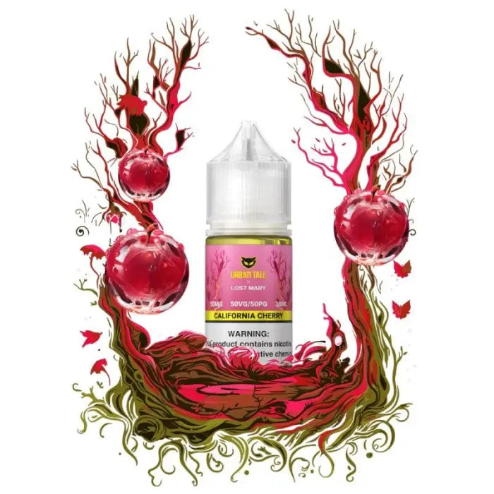 Bottle of e-liquid or vape juice with a pomegranate flavor label.