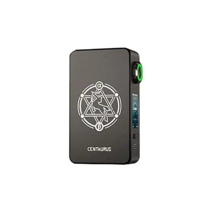 Electronic vaping device with a geometric symbol on its front panel.