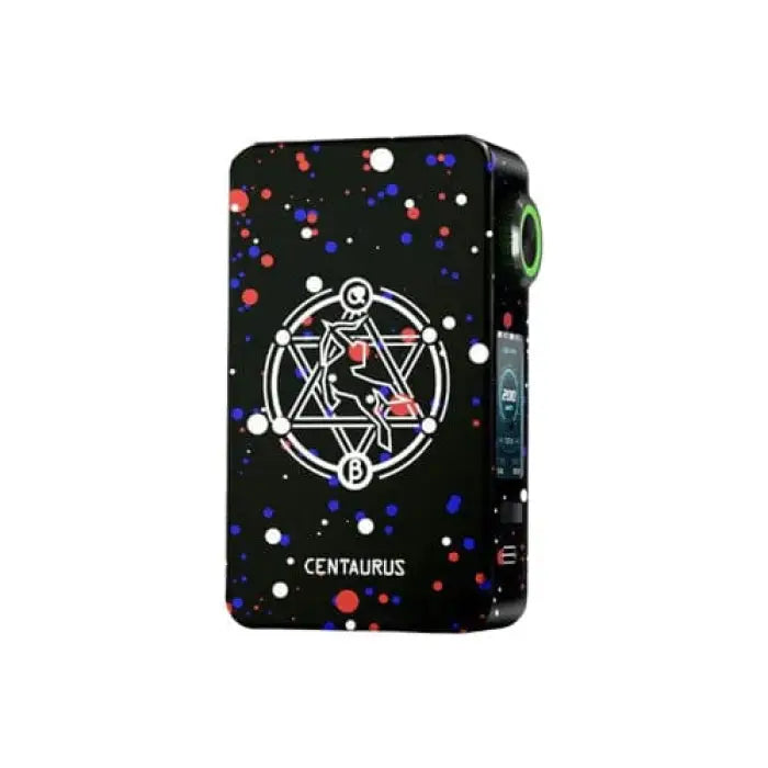 Vaporizer device with a colorful cosmic design featuring the Centaurus constellation.