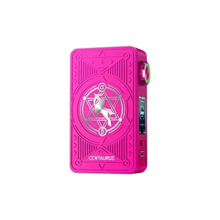 Bright pink electronic device with an ornate circular design on its face.