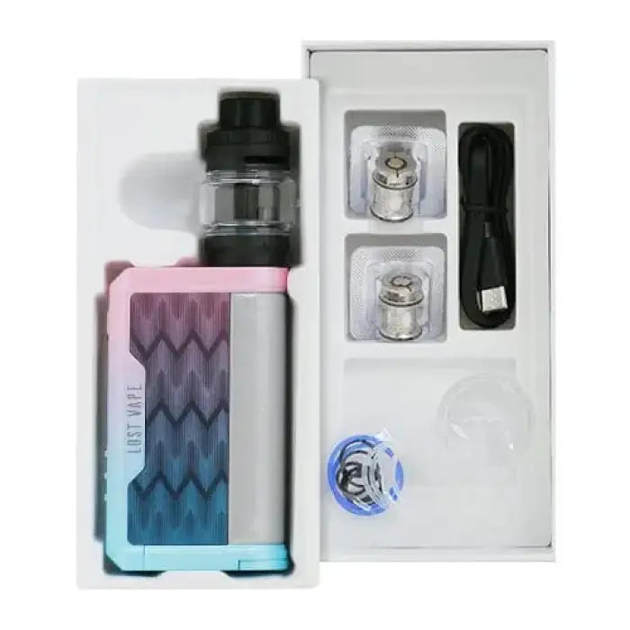 Colorful electronic vaping device with a geometric pattern design.