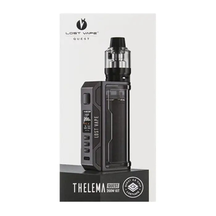 Electronic vaping device with a digital display and attached tank.