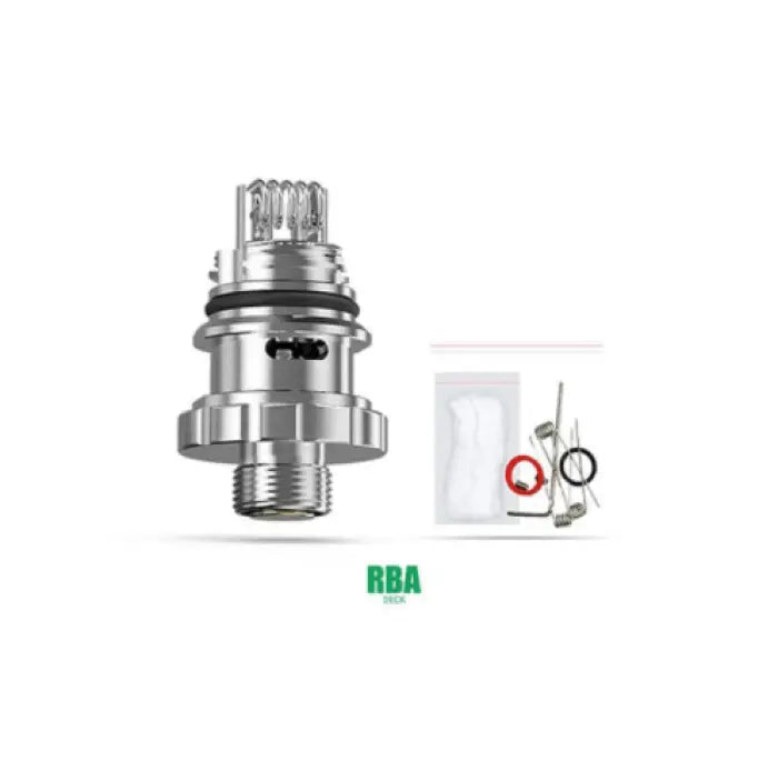 Metallic vaping coil or atomizer component with accompanying accessories.