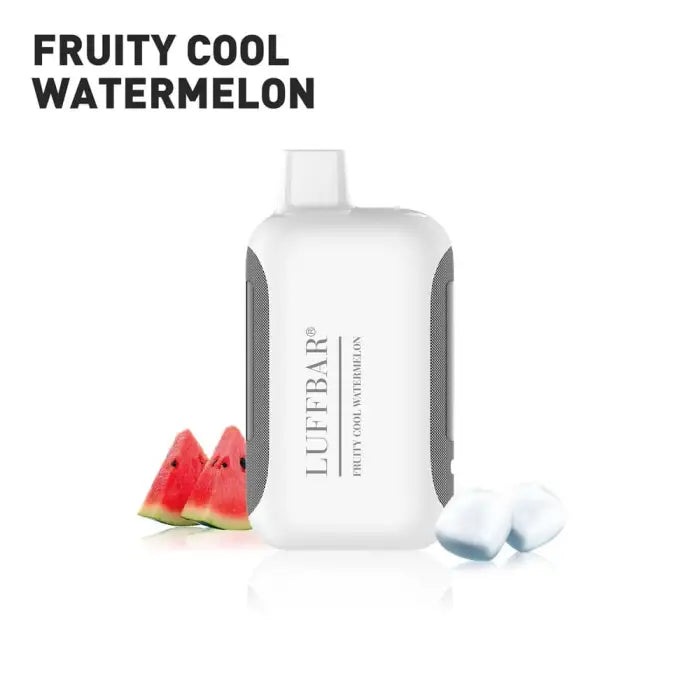 White bottle labeled ’LUTBARF’ with ’Fruity Cool Watermelon’ text above it.