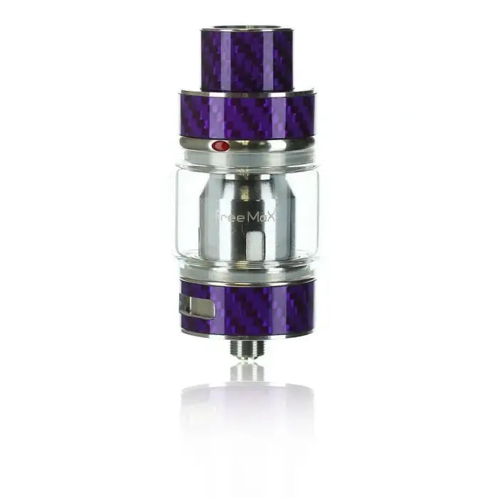 Purple and silver vaping tank or atomizer with a glass section.