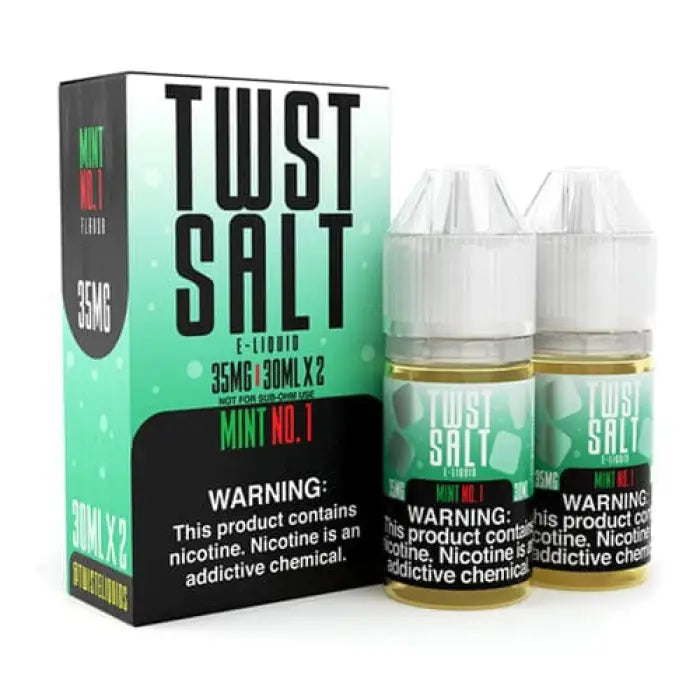 Nicotine salt e-liquid product called ’Twist Salt’ in mint flavor.