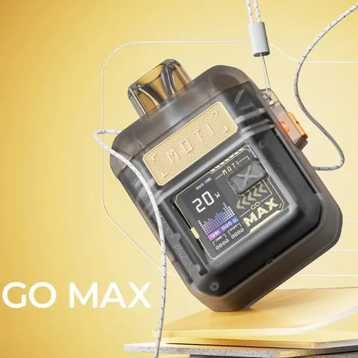 Compact electronic device with a digital display and ’GO MAX’ text visible.