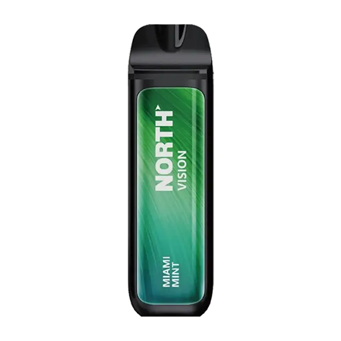 Disposable e-cigarette or vape device with ’NORTH’ branding in green.