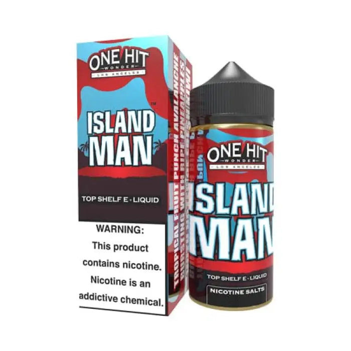 E-liquid bottle and packaging for ’Island Man’ flavor by One Hit Wonder.