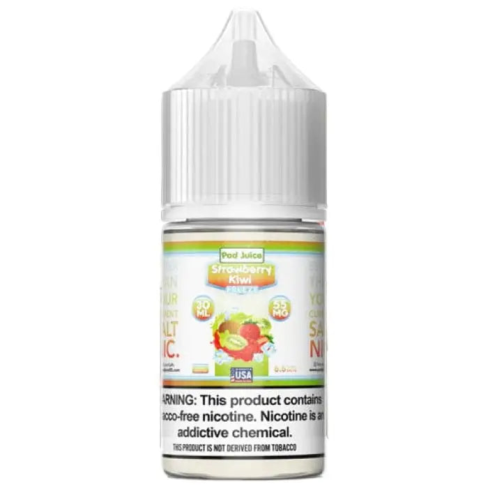 Bottle of e-liquid or vape juice with a fruit flavor label.