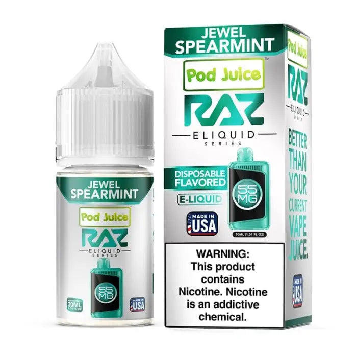 Bottle of Jewel Spearmint flavored e-liquid for vaping devices.