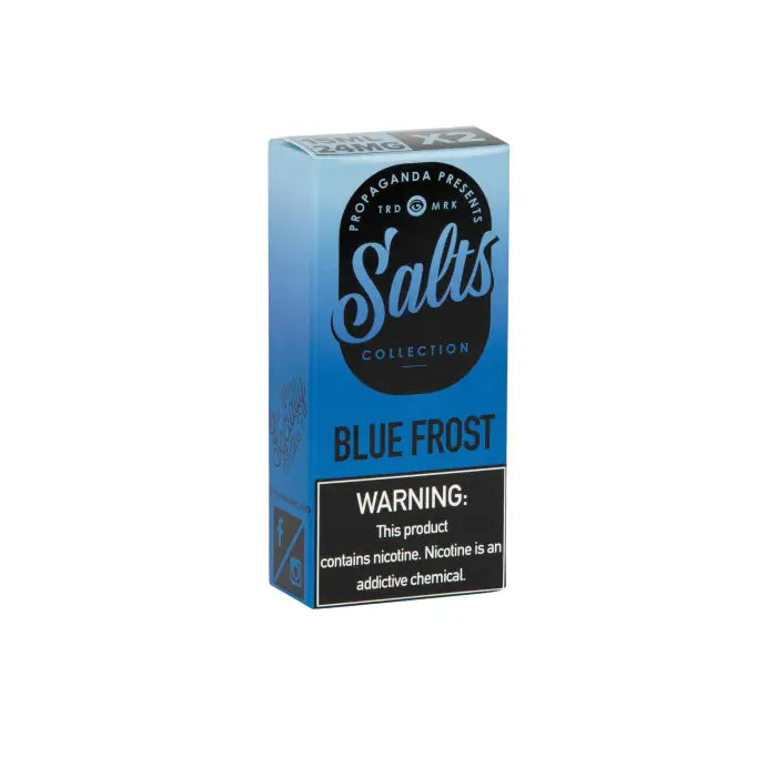 Blue box of Salis Blue Frost nicotine product with a warning label.