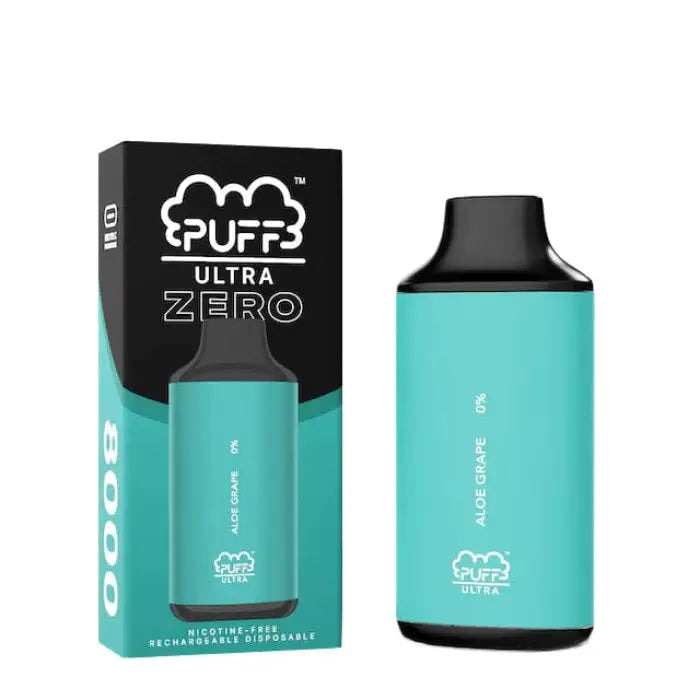 Teal and black electronic vaping device with its packaging.