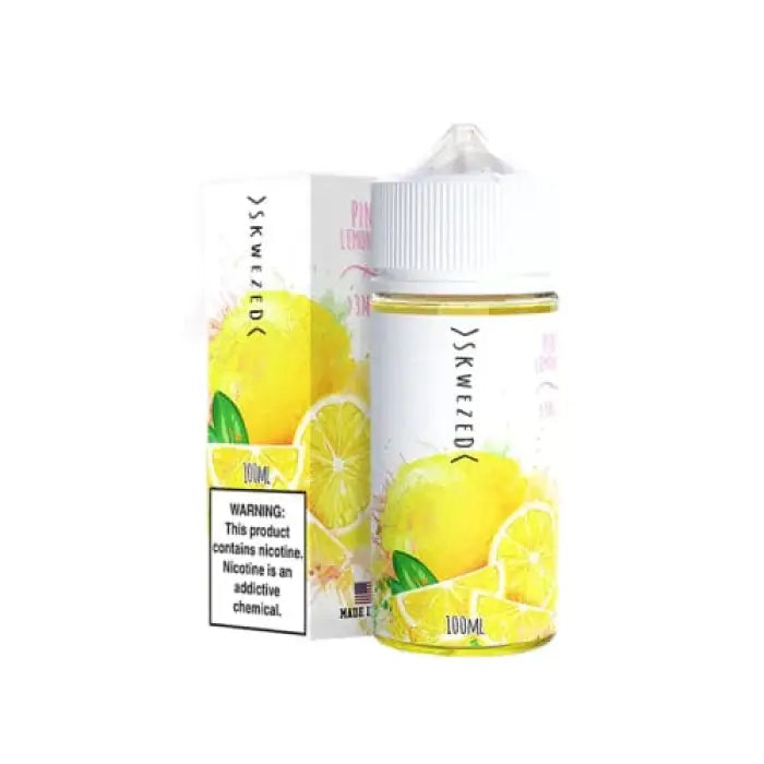 Bottle of lemon-flavored e-liquid or vape juice with lemon fruit imagery on the label.