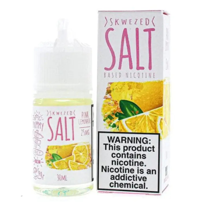 Bottle and packaging of Skwezed Salt lemon-flavored nicotine e-liquid.