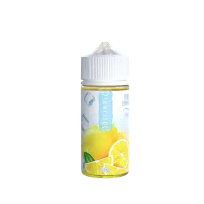 Bottle of lemon-flavored e-liquid or vape juice.