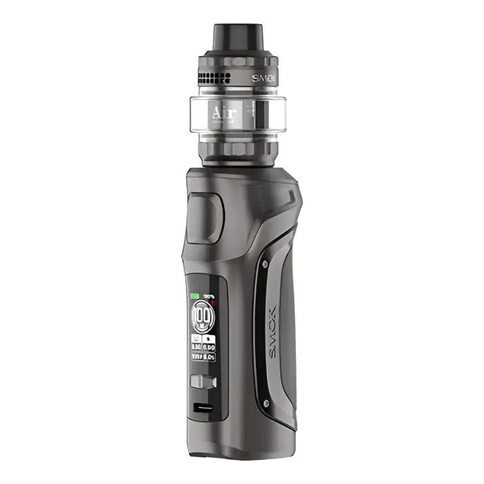 Electronic vaping device with a digital display and adjustable settings.