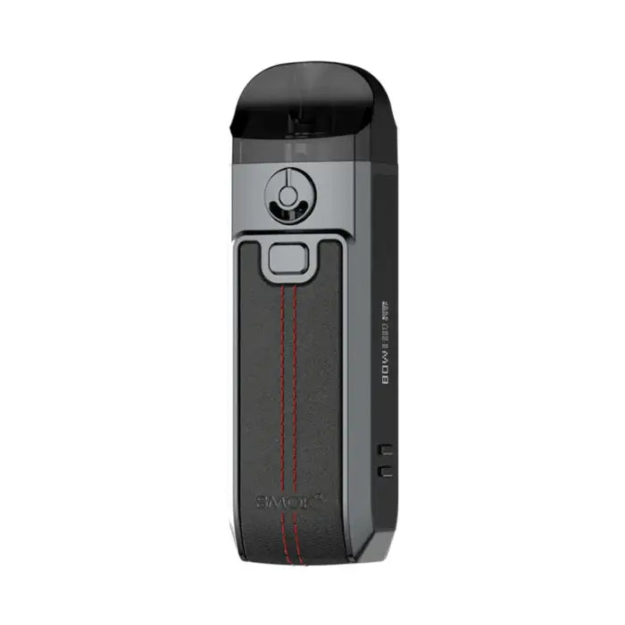 Sleek, rectangular electronic vaping device with a black and gray color scheme.