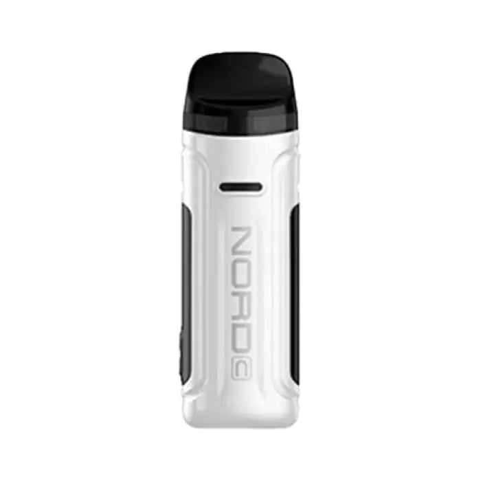 White and black electronic vaping device or e-cigarette with ’NORDS’ branding.