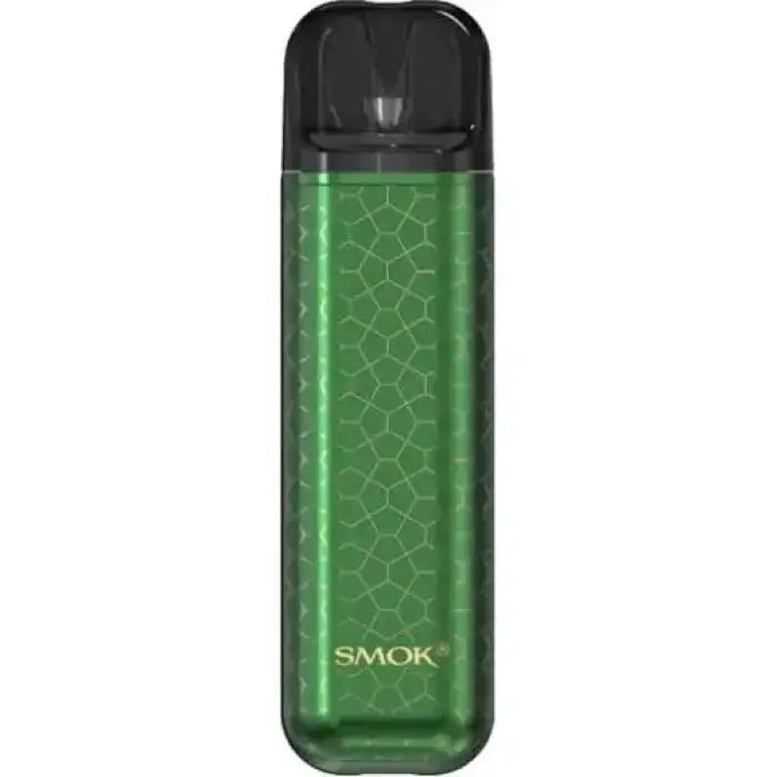 Green electronic vaping device with a textured surface and ’SMOK’ branding.