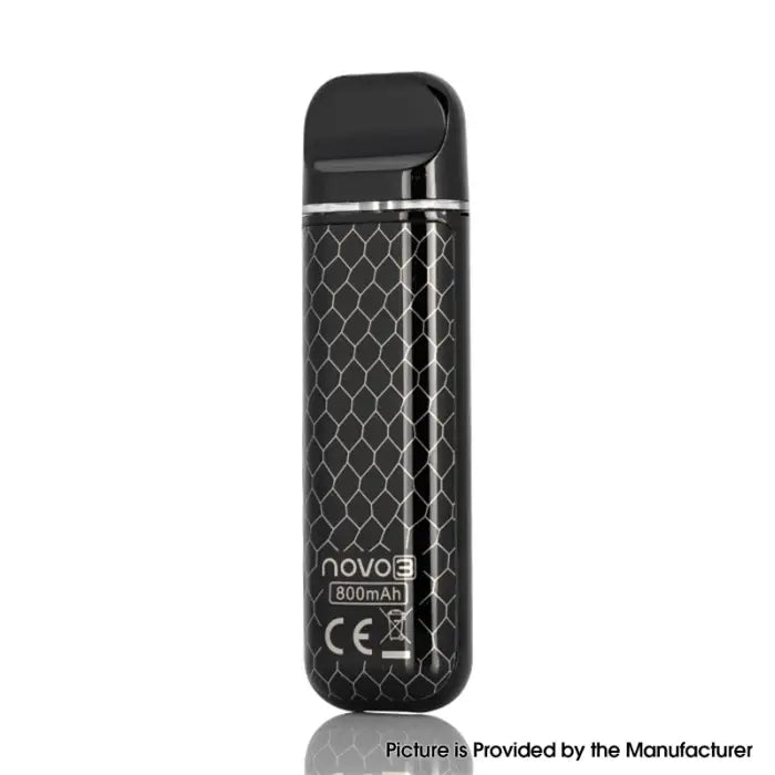 Sleek black electronic cigarette or vape device with a diamond pattern design.