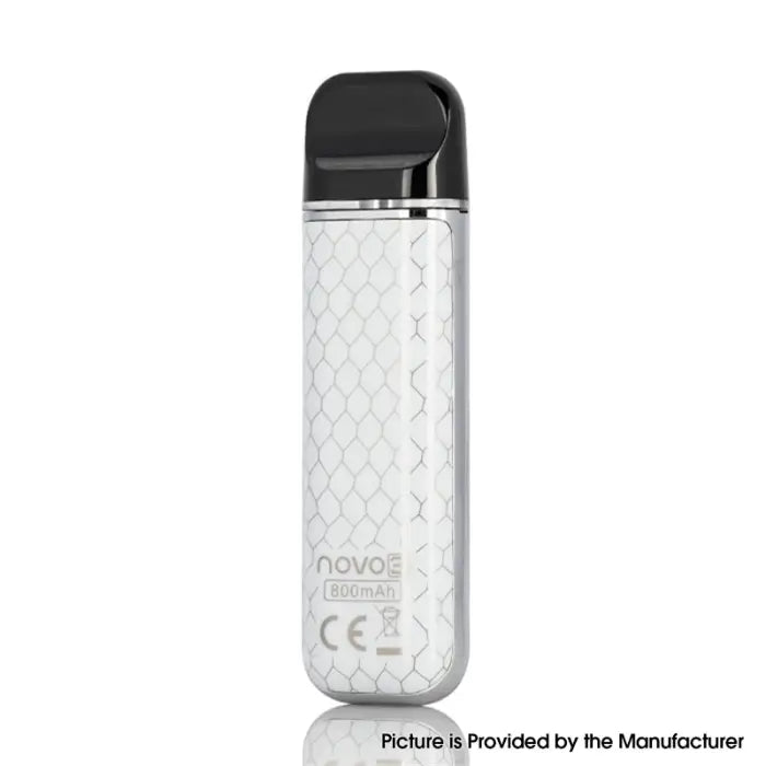 White electronic vaping device with a honeycomb pattern design.