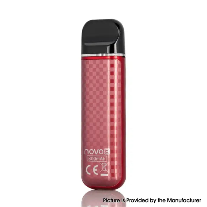 Red and black electronic vaping device with a checkered pattern.