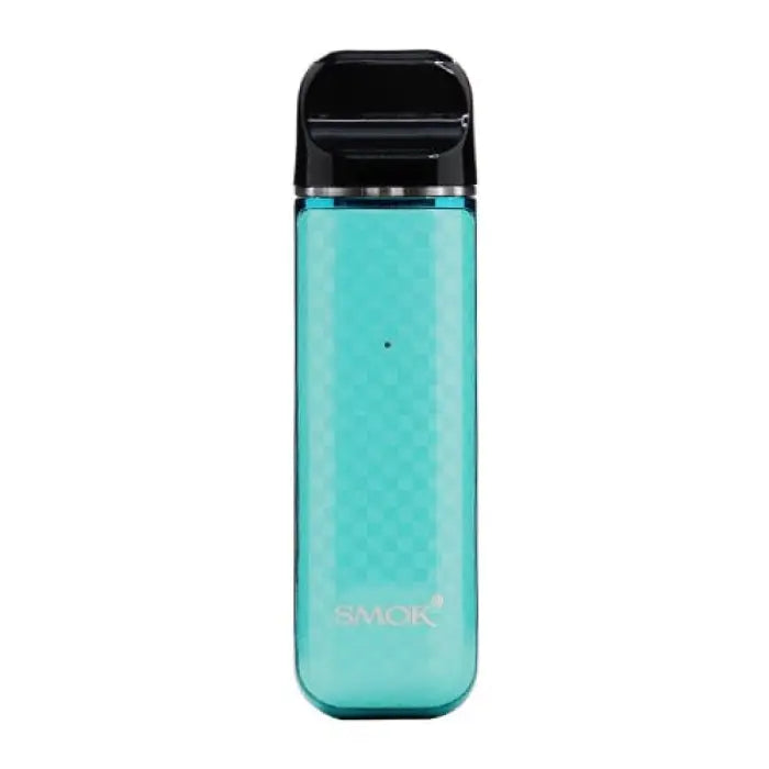 Teal-colored vape pen or e-cigarette device with a black mouthpiece.