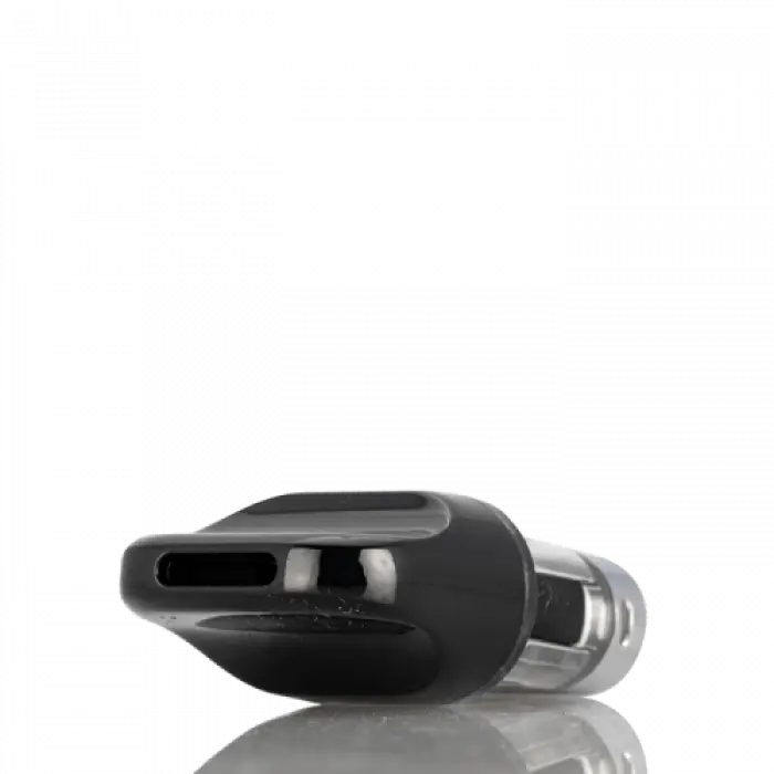 Sleek black electronic vaping device or e-cigarette pod.