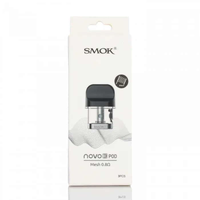 Packaging for a SMOK Novo 3 Pod vaping device replacement cartridge.