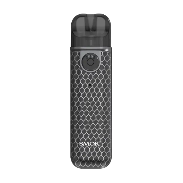 Sleek black electronic vaping device with a honeycomb pattern design.