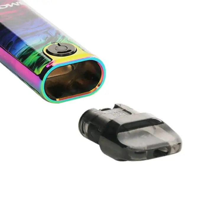 Colorful electronic vaping device with a detachable cartridge or pod.