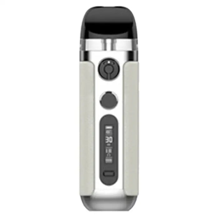 Electronic vaping device with a digital display and control buttons.