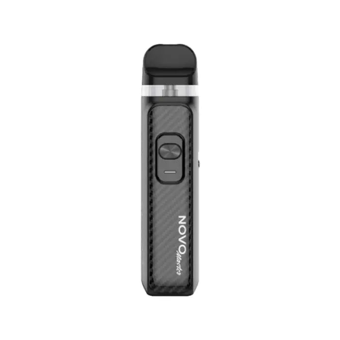 Sleek black electronic vaping device with ’NOVO’ branding.