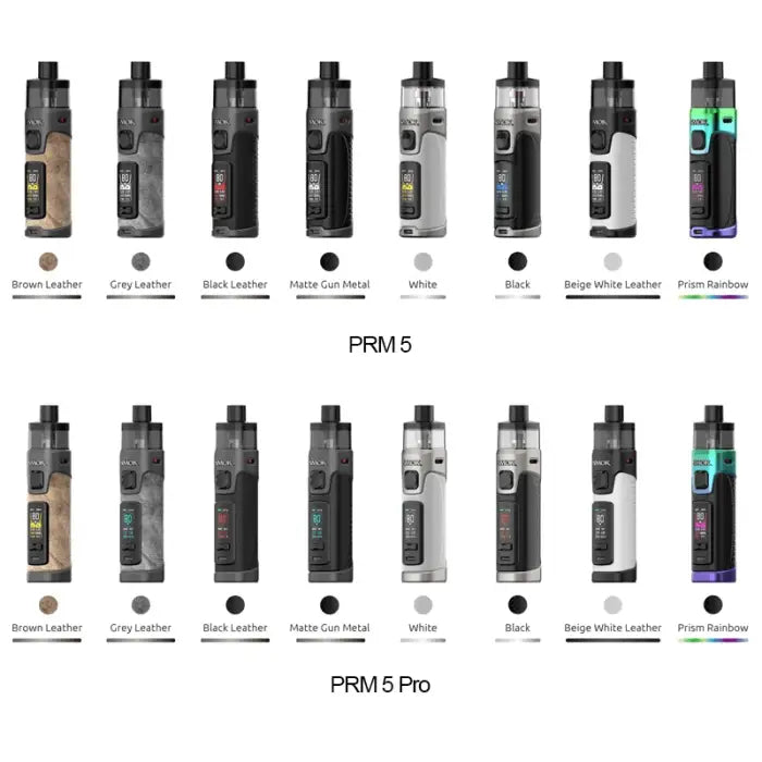 Collection of electronic vaping devices or e-cigarettes in various colors and designs.