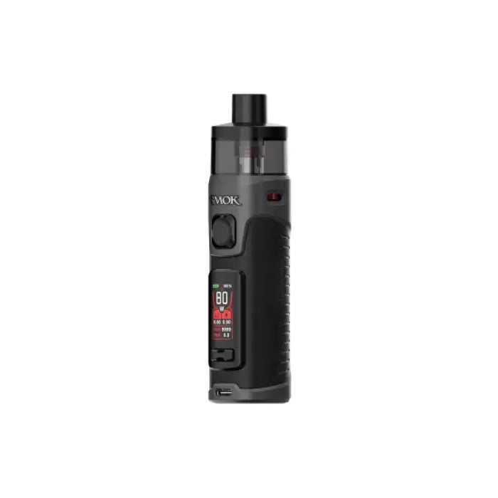 Electronic vaping device with a digital display and adjustable settings.