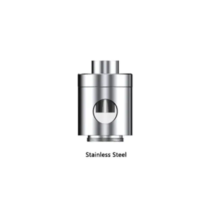 Cylindrical stainless steel component with a circular viewing window.