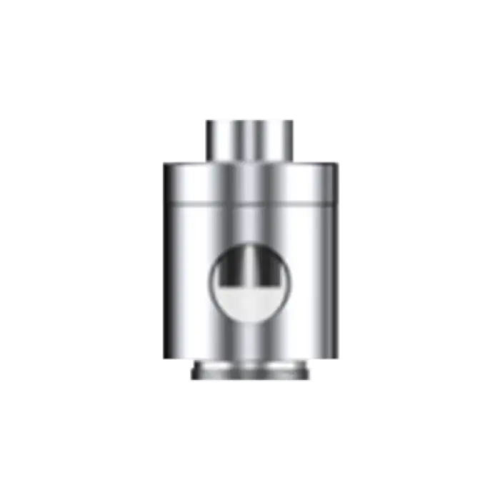 Metallic cylindrical container with a circular viewing window.